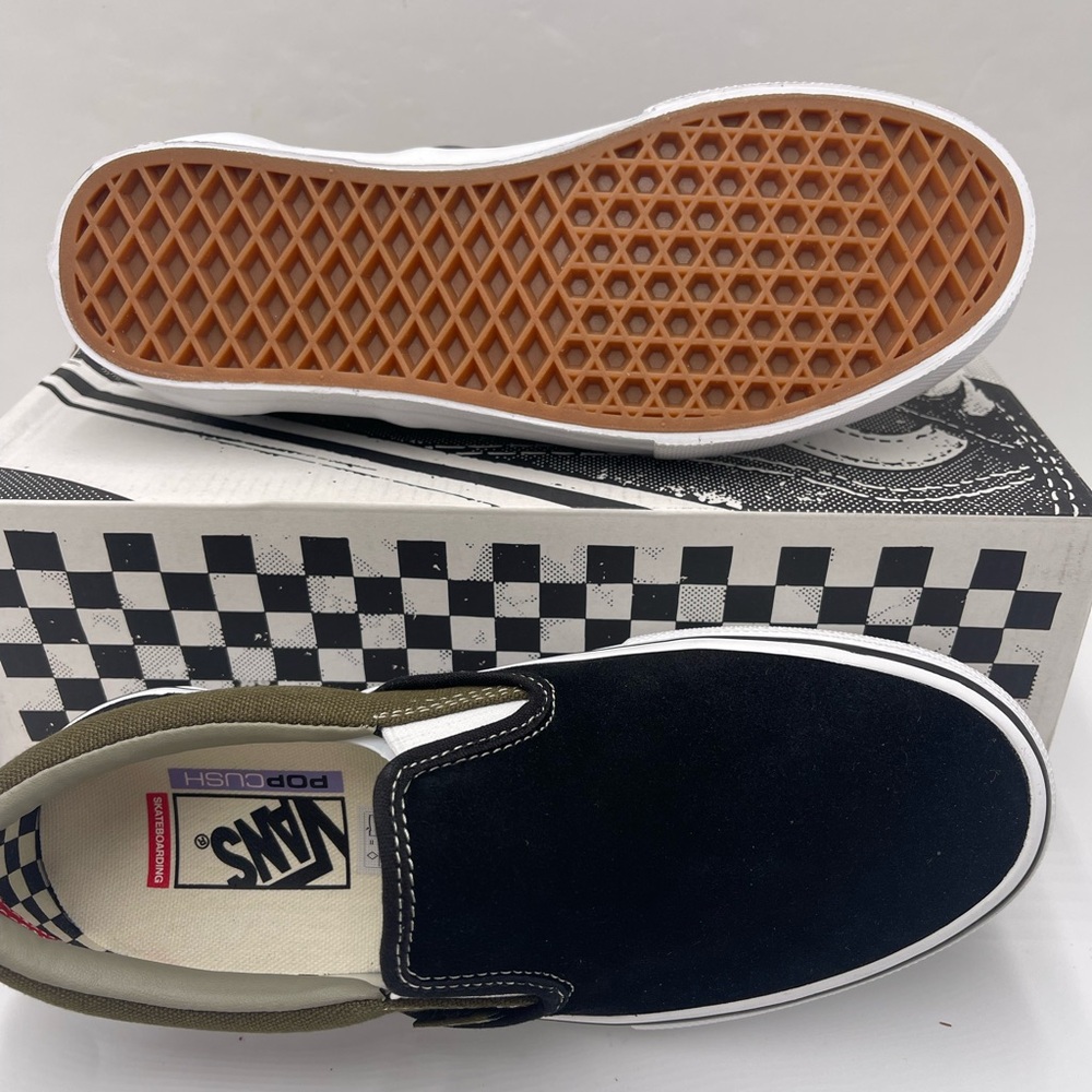 Vans Men’s Skate Slip-On
Black Olive Sneakers
VN0A5FCAB1V - Picture 14 of 16